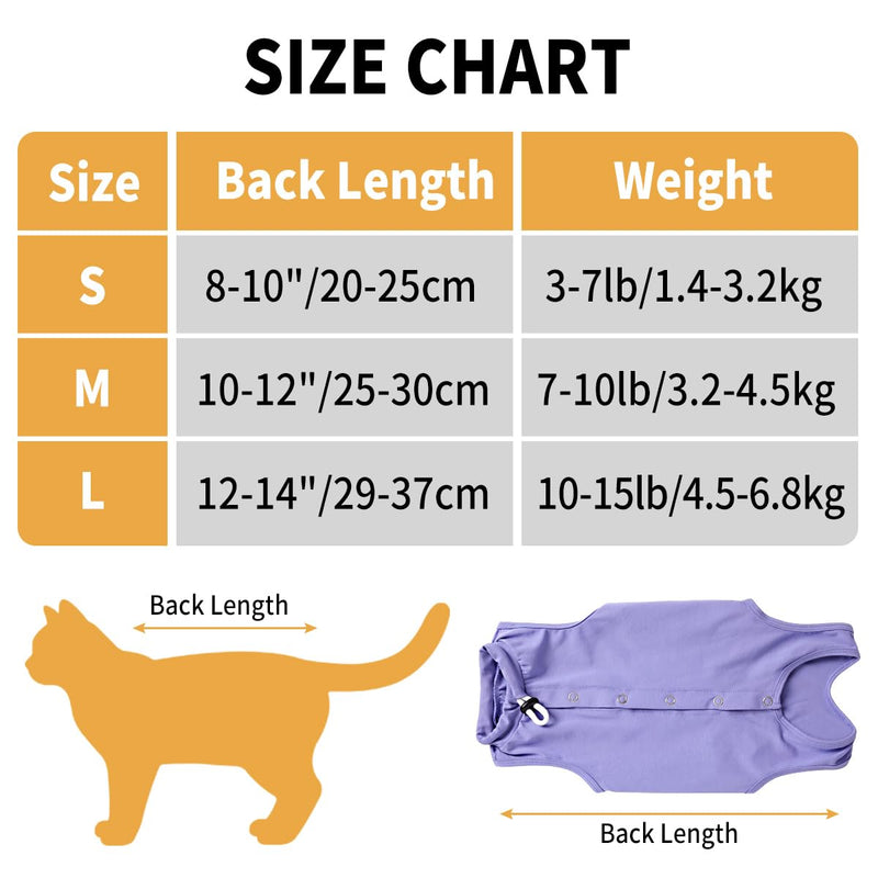 Cat Surgery Recovery Suit Post Surgery Onesie for Cats Soft Medical Pet Shirt Comfortable Cone Alternative to Stop Licking After Spay/Neuter Medium Purple
