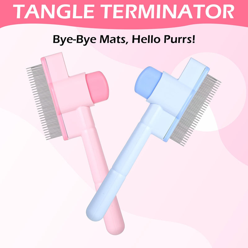 Self Cleaning Flea Comb for Cats and Dogs, 2PCS Fine Tooth Stainless Steel Pet Flea Comb, Lice Treatment Grooming Tool for Kittens Shedding and Massage - PawsPlanet Australia