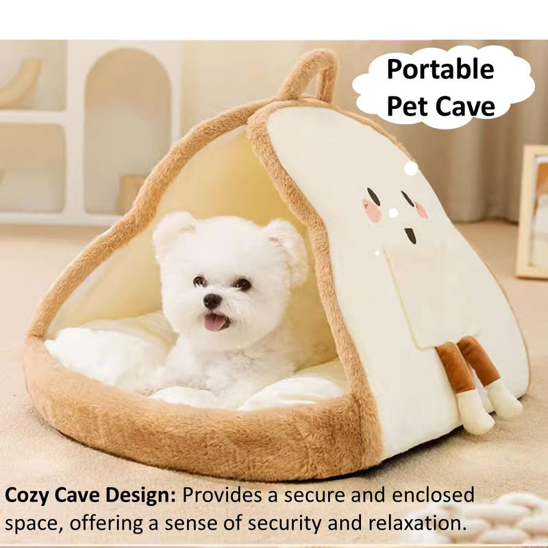 Portable Pet Cave for Puppy Kitten Cute Toast Design for Small Pets Cosy Cuddler (L: up to 11lbs) L: up to 11lbs - PawsPlanet Australia