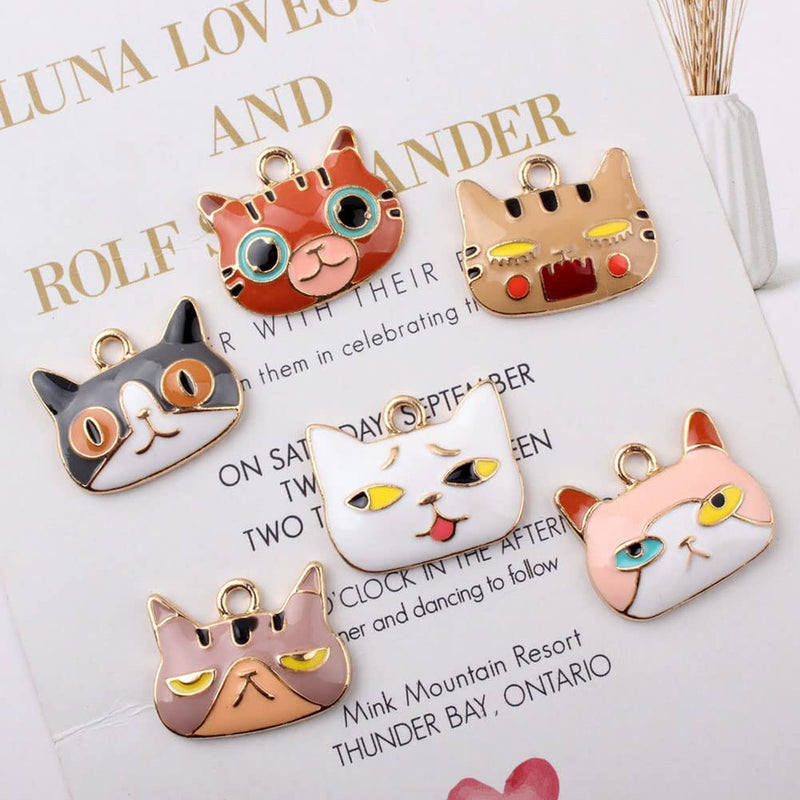 Enamel Cat Charm Bulb Charm Coffee Cup Earrings Making Charm Cute Charm Bracelet Artifact Jewelry Making Diy Pendant Necklace Supplies 6 Color Cat Head - PawsPlanet Australia