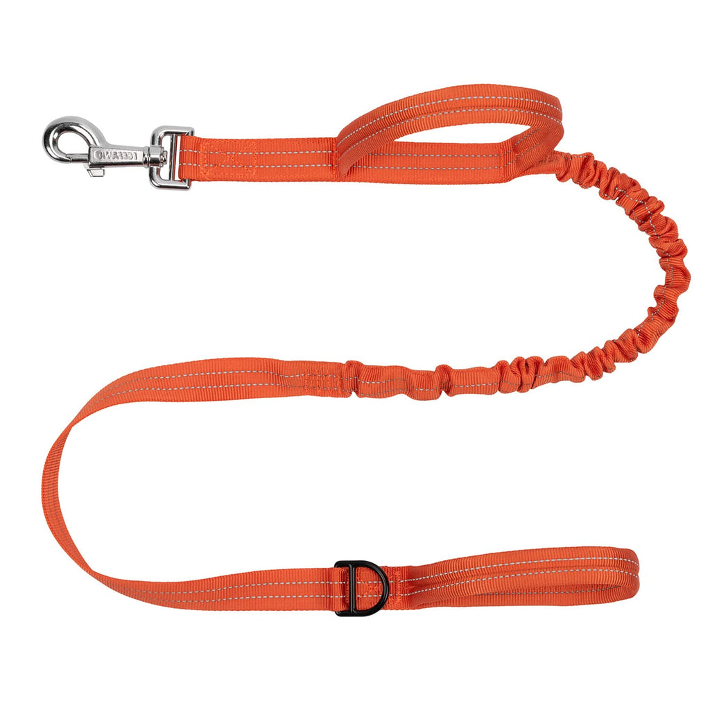 ICEFANG Tactical Dog Leash,K9 Training Walking Bungee Lead with Double Handle,Heavy duty metal Clasp,Hands free D-ring for Medium Large Breed (6 ft (Pack of 1), Reflective Orange) 6 ft (Pack of 1)