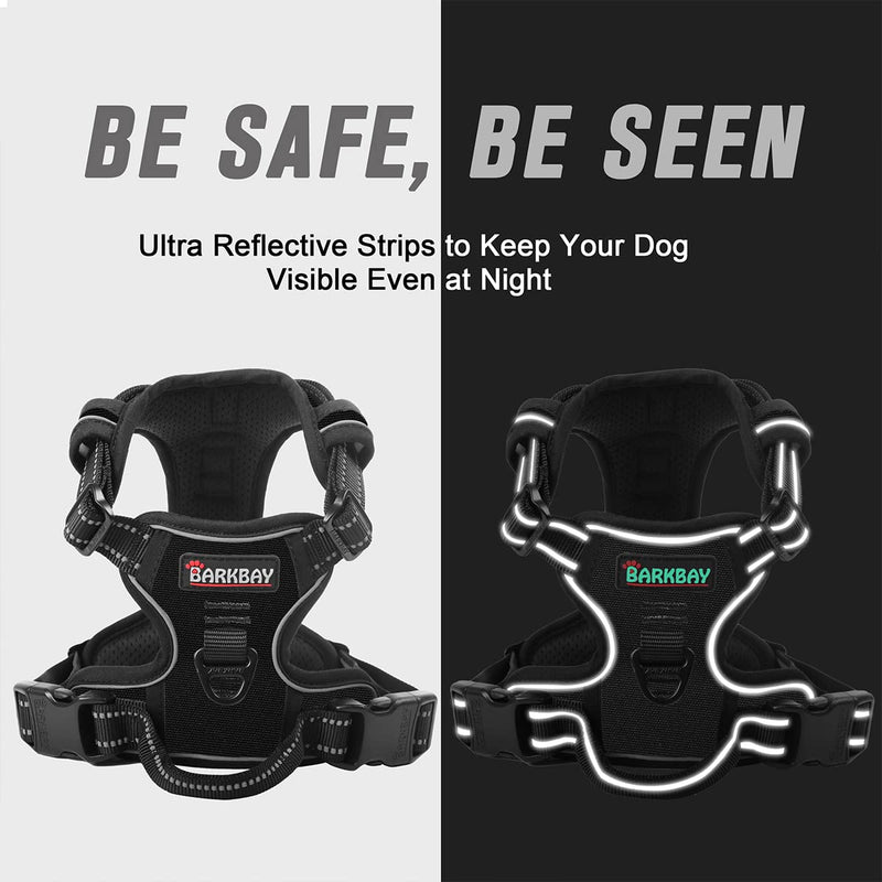 BARKBAY No Pull Dog Harness Front Clip Heavy Duty Reflective Easy Control Handle for Large Dog Walking(Black,XL) X-Large(Chest:30-38”) Black