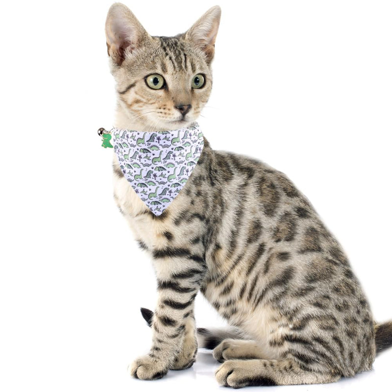 Cat Collar Breakaway with Cute Bandana and Bell Accessories for Kitty Adjustable Safety bandana universe+dinosaur