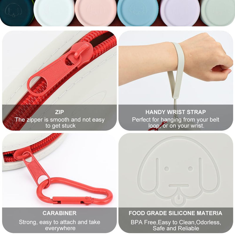 WALLFID Silicone Dog Treat Pouch Small Bag,with Pet Training Clicker,Walking Bag for Dog and Cat, Pocket Size, Easy to Clean, Odorless, Zipper Design,Moisture-Proof,Travel Walking Bag.(Sky Blue) Sky Blue 1PCS - PawsPlanet Australia