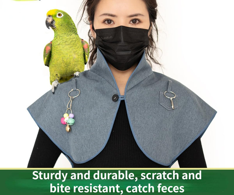 Pet Bird Upgraded Shoulder, Neck Poop Protector and Protective Anti-Scratch Arm Guard Set, Anti-Bite Shoulder Pad Diaper Shawl for Parrot Macaw African Budgies Parakeet Agapornis Fischeri Cockatiel Blue Plus - PawsPlanet Australia