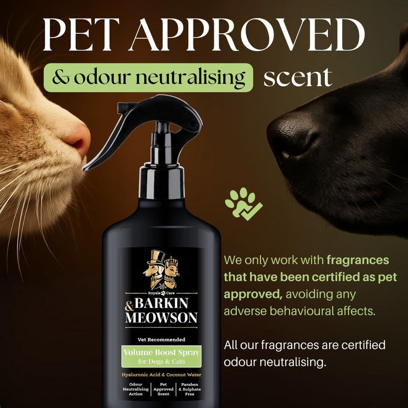 Barkin & Meowson Volume Boost Spray for Dogs & Cats 350ml / 11.83 fl.oz - Hyaluronic Acid & Coconut Water, Pet-Friendly Scent