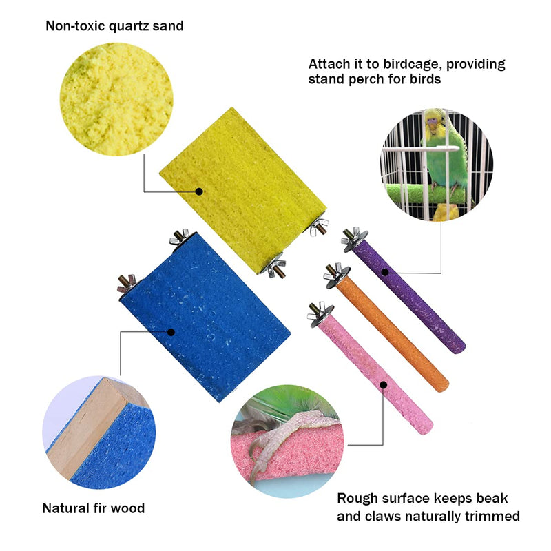 Hamiledyi 5 Pcs Parrot Perch Stand Natural Wood Bird Perch Stand Platform Paw Grinding Sticks Cage Accessories Exercise Toys for Budgies Parakeets Cockatiels Conures Lovebirds 5PCS - PawsPlanet Australia
