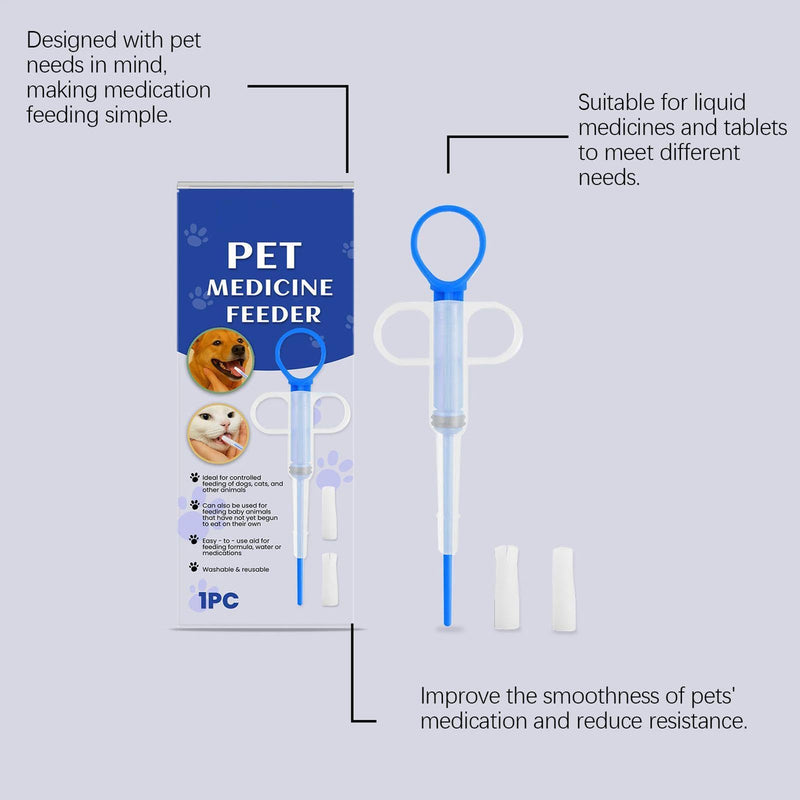 Pill dispenser for cats | Feeding tool to prevent pets from spilling | Tablet dispenser for puppies | Home, accommodation, travel, training, camping, liquid, paste, etc.