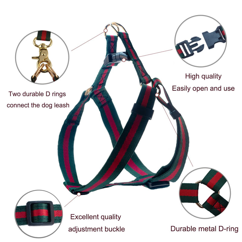 Premium and Stylish Dog Collar Harness and Leash,Soft Comfortable?Chest Adjustable Pet Harness,Luxury Fashion Dog Harness Leashes Set Gift for Medium Dogs M green+red - PawsPlanet Australia