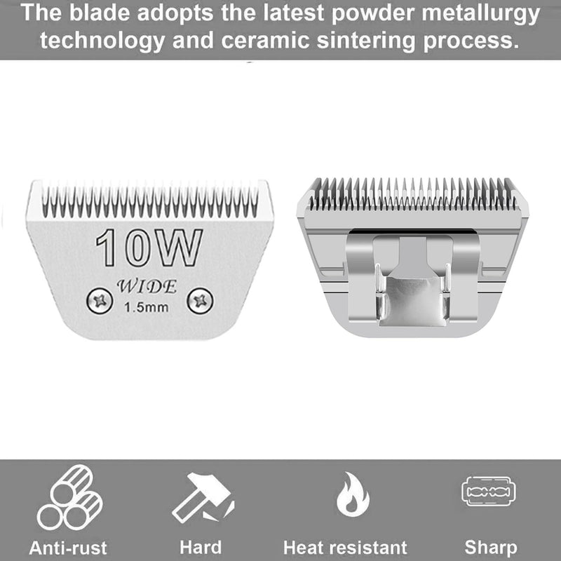Audoc Wide Blades for Dog Grooming Blades Compatible with Andis,Oster A5,Wahl km10 Dog Clippers Stainless Steel Blades Blades for Animal Dog,Cat,Horse, (#10W(1.5mm)/2PCS) #10W(1.5mm)/2PCS - PawsPlanet Australia