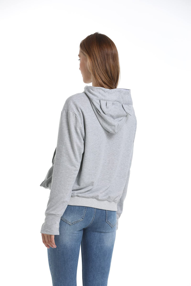 Cat Dog Pouch Hoodie Large Pet Pouch Sweatshirt Puppy Kitten Holder Carrier Pullover Shirt Unisex Hoodies X-Large Light Grey - PawsPlanet Australia