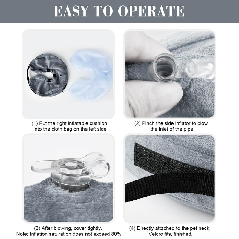 Inflatable Collar Dog Protective Collar, Dog Collar Leak Protection, Cat Collar, Adjustable Collar for Dogs After Surgery, Recovery Collar Soft Collar for Puppies M