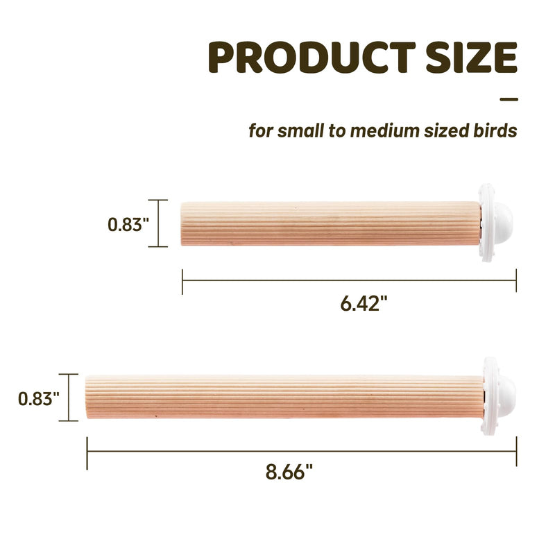 6 Pcs Wooden Bird Cage Perch, Cage Accessories, Parrot Toys, Mimics Wild Branches, for Parakeet, Cockatiel, Conure, Budgie, Lovebird, Small Medium Birds