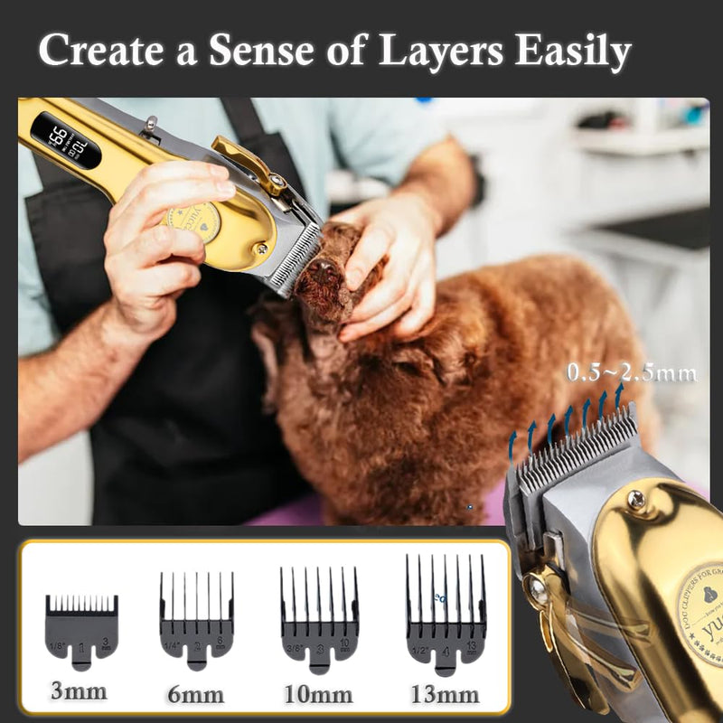 yucca Dog Grooming Clippers for Thick Heavy Coats, Cordless Animal Clippers Professional, Rechargeable Low Noise Clippers, Thick Fur Clippers with Metal Blade for Pets Dogs Cats DGC-1 - PawsPlanet Australia