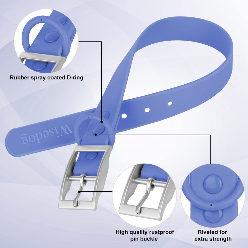 Wisedog Waterproof Dog Collar: Multiple Adjust 7" to 23.6", Soft Rubber Coated Webbing, Easy to Clean, for Small Medium Large Dogs (L|15"-19" × 1 in, Blue) L|15"-19" × 1 in - PawsPlanet Australia