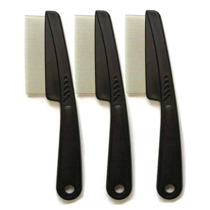 KEAIYYJ- Flea Comb for Cats & Dogs, Pet Fine Tooth Tick Brush, 3 Pack (Black) 3 Black