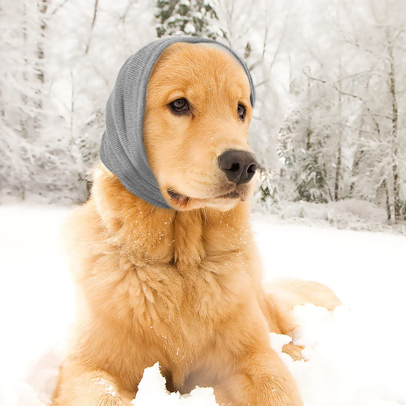 SIMENA No Shake Dog Ear Flap Wrap, Stretchy Dog Ear Muffs, Dog Ear Covers for Noise, Ear Wraps for Dogs, Head Wrap to Keep Your Dogs Ears Warm (Large (18-30" x 10"), Grey) Large (18-30" x 10") - PawsPlanet Australia