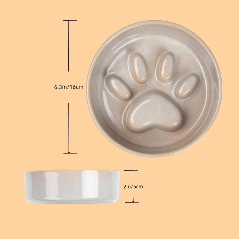 Slow Feeder Dog Bowls，Ceramic Bowl for Cats and Dogs，Dog Bowls，with Non-Slip Silicone Mat，Pet Bowl for Small Dogs and Cats，Slow Down Eating，6.2 inches Grey pet Bowl gray - PawsPlanet Australia