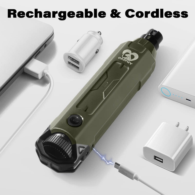 Casfuy 6-Speed Dog Nail Grinder - Newest Enhanced Pet Nail Grinder Super Quiet Rechargeable Electric Dog Nail Trimmer Painless Paws Grooming & Smoothing Tool for Large Medium Small Dogs ArmyGreen - PawsPlanet Australia