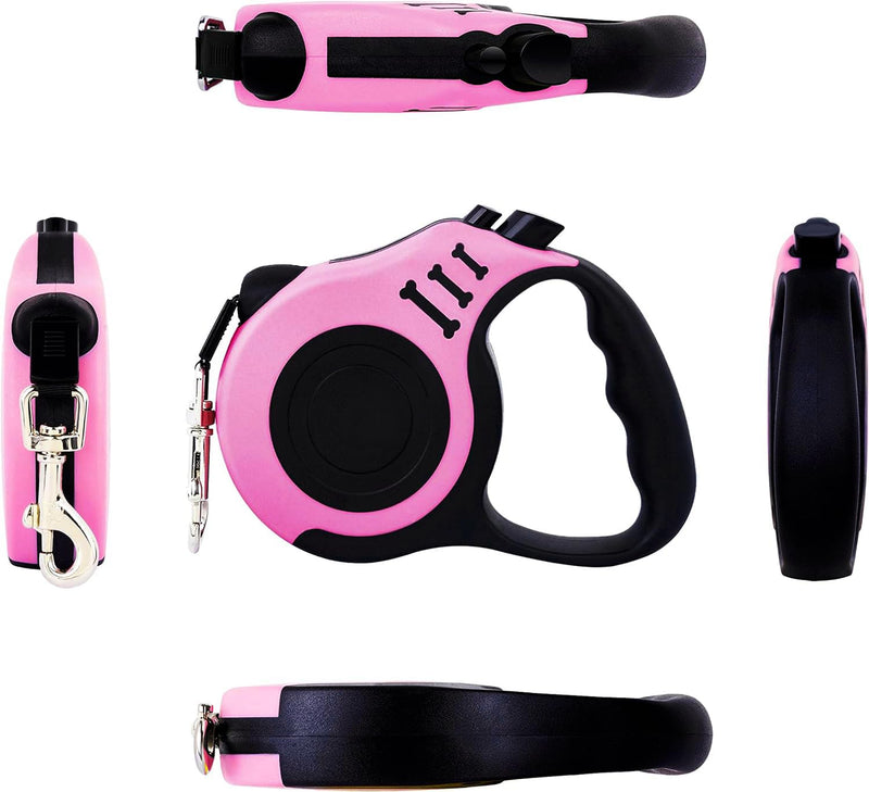 PETIMP Retractable Dog Leash Lightweight 16FT Leash, with Folding Bowl,Dispenser,Waste Bags, for Small Medium Dogs(Pink) PINK - PawsPlanet Australia