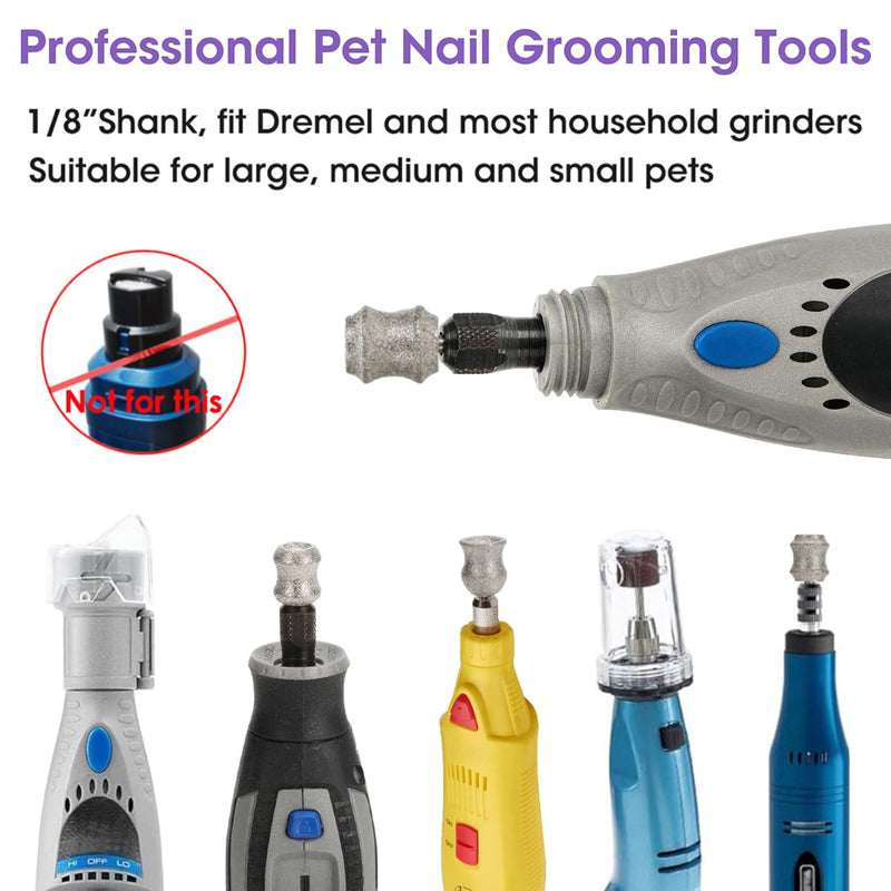 Dog Nail Grinder Bits for Dremel - Diamond Dog Nail Grinder Attachment for Large Medium Small Dogs Nail Care - 1/8'' Painless Nail Grinder Bits Won't Pull Hair or Get Hot - PawsPlanet Australia