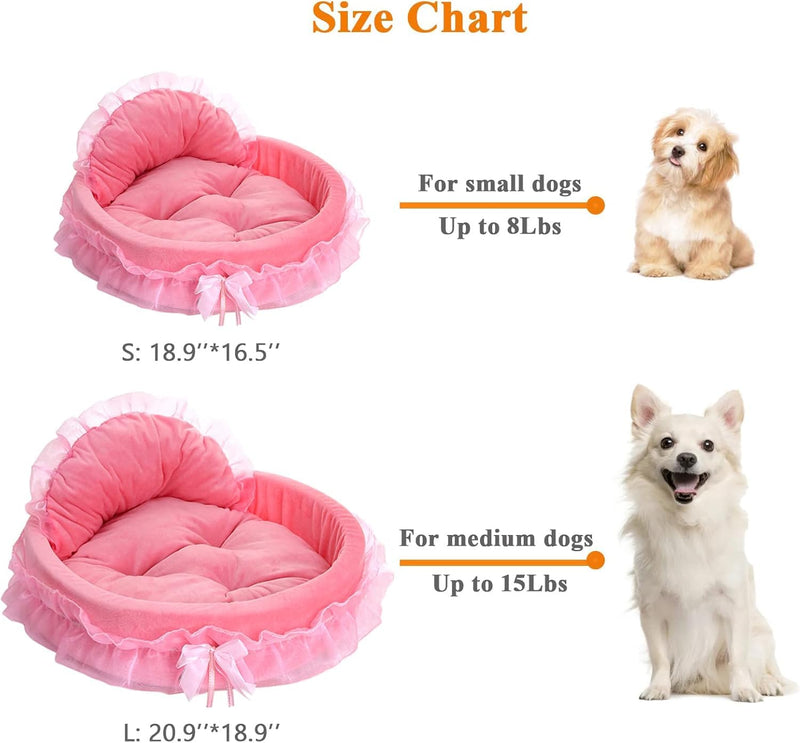 pawstrip Pink Dog Bed Washable Princess Cat Couch Soft Plush Pet Sofa Nest Mat Snuggle Kitten Puppy Cave Beds Cute Cozy Kitten Doggy Kennel Cushion Small Medium Dogs Cats Sleeping Pad (L, Pink) L - PawsPlanet Australia