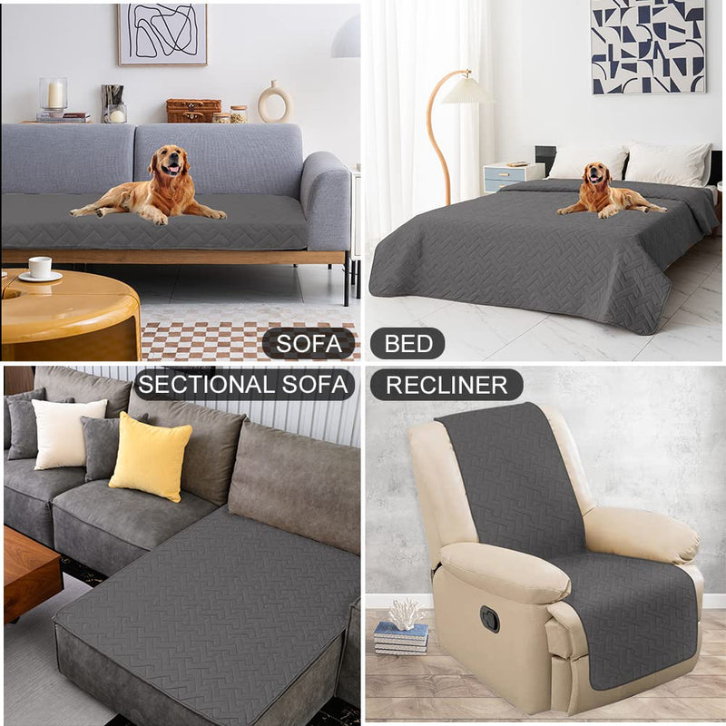 fuguitex Waterproof Dog Bed Cover Couch Cover for Pet Anti-Slip Cat Mat Pet Pad Blanket for Sofa Chair Recliner Bed Furniture Protrctor Dark Grey 50x80 Inch (Pack of 1) - PawsPlanet Australia