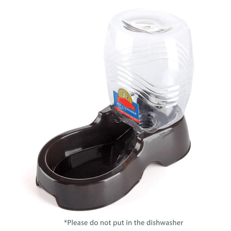 Flexzion Pet Water Dispenser Station, Beige Auto Replenish Gravity Waterer Drinking Fountain Bottle Bowl Dish Portable Stand for Small Dog Cat Animal 3/8 Gallon (1.5 liter) Black - PawsPlanet Australia