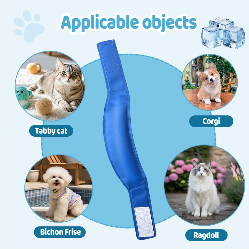 Dog Cooling Bandana, Adjustable Dogs Cooling Scarf with Gel Breathable Pet Summer Neck Wrap for Small-Medium Dogs Ripples M