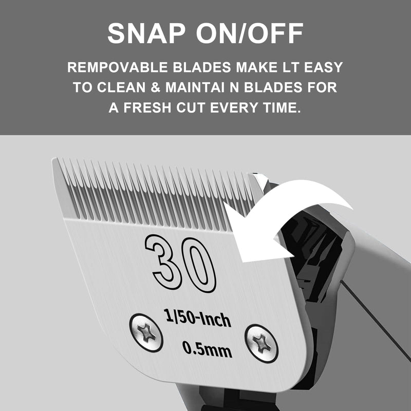 30# Detachable Pet Clipper Replacement Blades Compatible with Andis/Oster A5/Wahl KM10 Series Dog Clipper,Made of Ceramic Blade & Stainless Steel Blade,Size 30# Cut Length 1/50-Inch（2 Pack） 30#-2 - PawsPlanet Australia