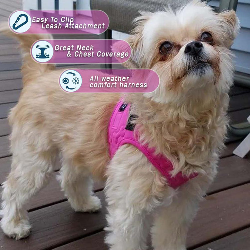 Comfort Fit Dog Harness No Pull No Escape Harness Adjustable Buckles Soft Padded Reflective Choke Step in Dog Vest with Easy Control Handle for Small Medium Large Dogs & Puppies S (Chest 13"-17") Pink - PawsPlanet Australia