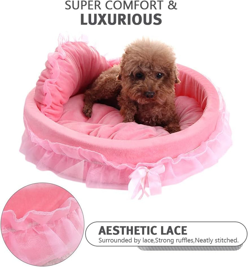 pawstrip Pink Dog Bed Washable Princess Cat Couch Soft Plush Pet Sofa Nest Mat Snuggle Kitten Puppy Cave Beds Cute Cozy Kitten Doggy Kennel Cushion Small Medium Dogs Cats Sleeping Pad (L, Pink) L - PawsPlanet Australia