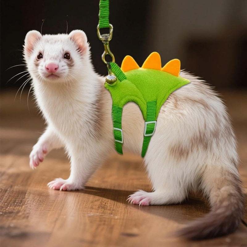 1 Pack Dinosaur Shaped Ferret Harness and Leash Set Hedgehog Hamster Leash Guinea Pig Harness Adjustable Hamster Clothes Outfits Hedgehog Accessories Green - PawsPlanet Australia