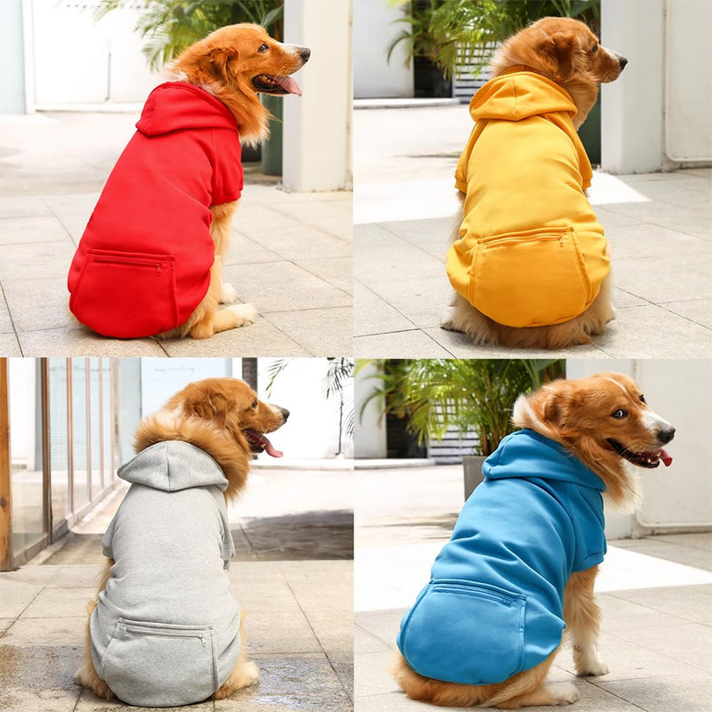 Dog Hoodie for Small Medium Large Dogs,Fleece Hoodie for Dogs with Zipper Pocket,Fall Winter Dog Sweatshirts Hoodie for All sized Dogs(5XL,Yellow) Yellow 5XL - Bust 36", 55~90lbs - PawsPlanet Australia