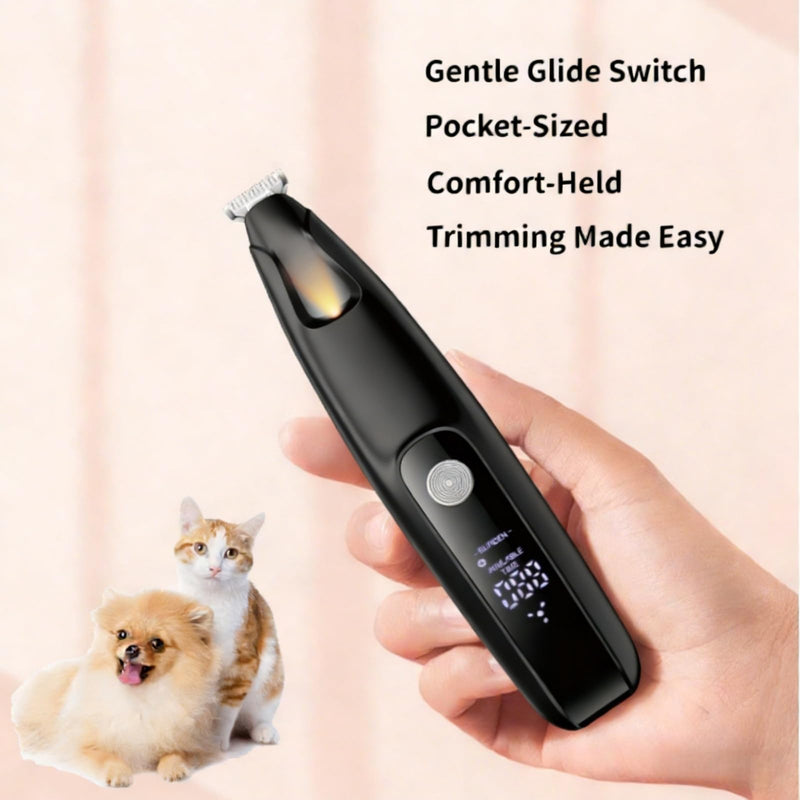 Ultra-Low Noise Dog Paw Trimmer,18mm Wide Blade Paw Groomer with LED Light,USB Rechargeable Paw Shaver with LED Display for Dogs and Cats Black 5002-bk