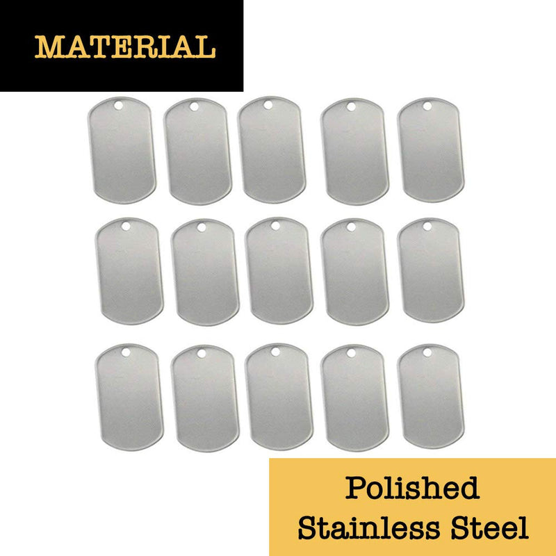BELMAKS Military Dog Tags Shiny Polished - Stainless Steel Rolled Edge Backing Blank Dog Tags 100 PCS 100pcs 1.125” x 2” - PawsPlanet Australia