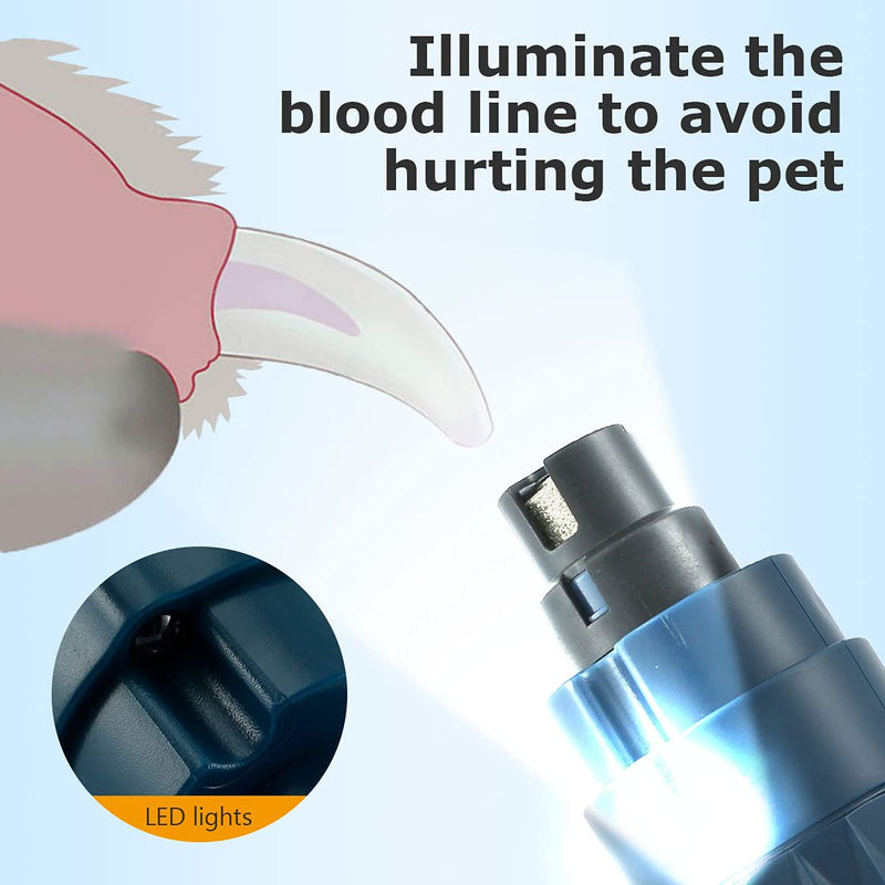Dog Nail Grinder, Electric Pet Nail Grinder with LED Lights, Rechargeable Electric Dog Nail Trimmer for Large Medium Small Dogs (White) white - PawsPlanet Australia