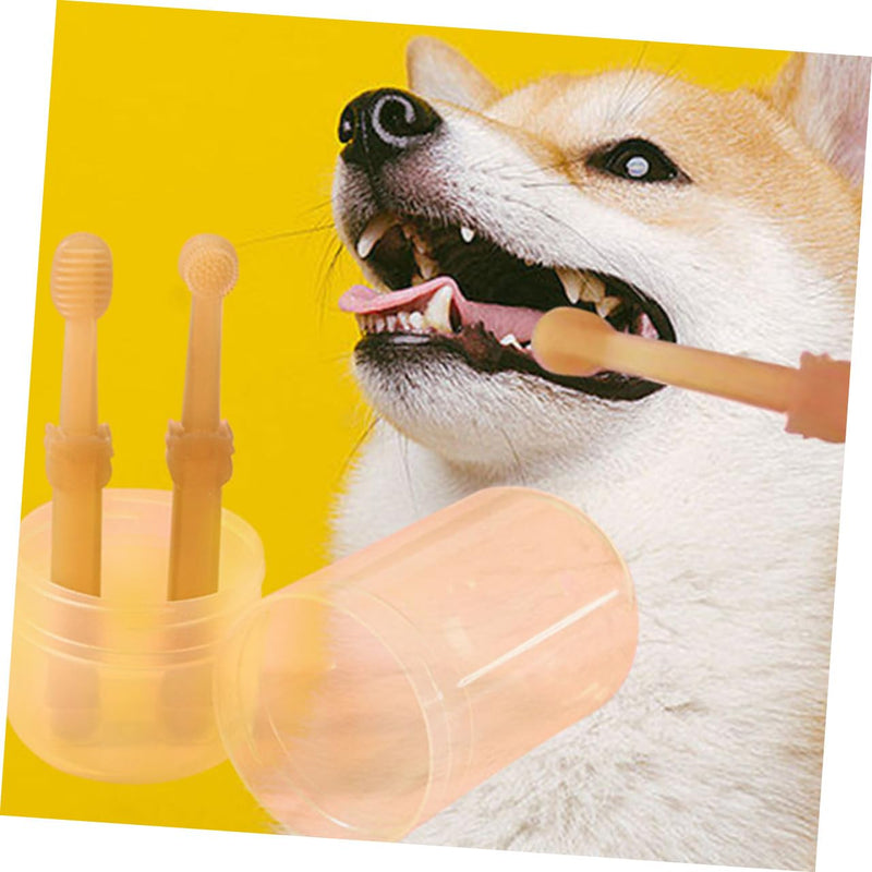 TOYANDONA Dog Toothbrush for Puppies and Small Dogs with Box Pet Toothbrush for Oral Care and Teeth Cleaning Non-Slip Handle for Comfortable Cleaning
