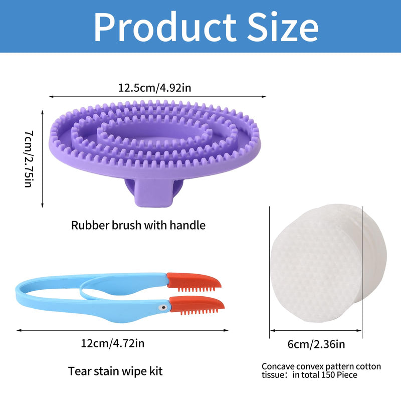 Curry Comb Kit, 4 Ring Curry Comb, Rubber Brush, Tear Stain Wipe Brush Set for Horses, Dogs, Goats, Cattle, Cow, Cleaning Supplies - PawsPlanet Australia