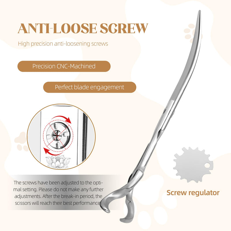 7.5 In Curved Dog Grooming Scissors, Professional Japan VG10 Steel Pet Grooming Shears, Ergonomic Reversible Handle for Face, Eyes, Paws, and Body Curved Scissors