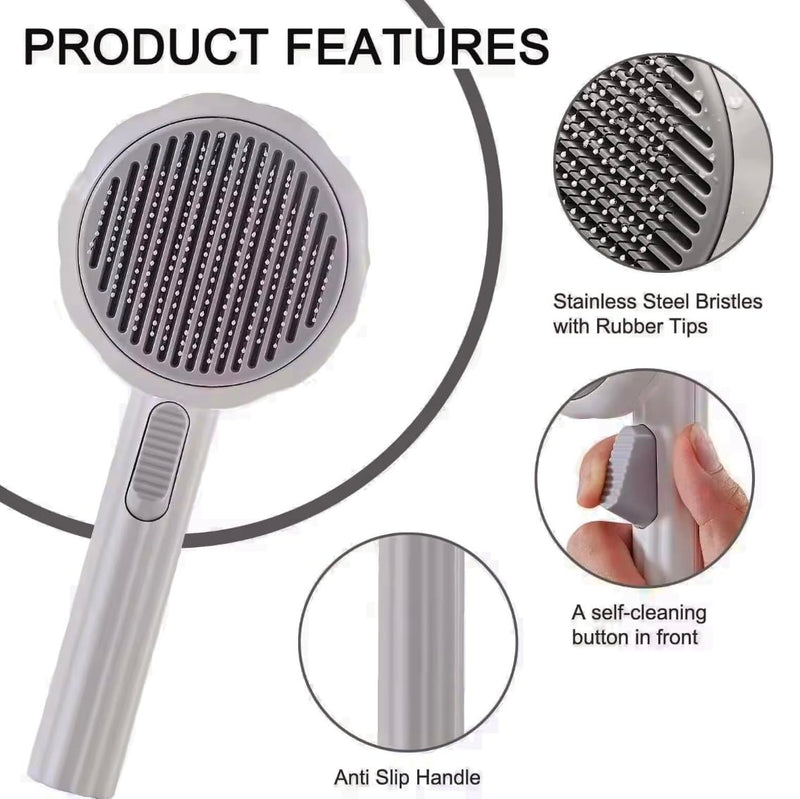 Cat Brush Dog Brush, Designed To Remove Loose Fur, Tangles, Mats With Convenient Release Button Feature, Easly Removal Of Trapped Hair From Brush, Indoor Cats Dog Hair Grooming Tool, White - PawsPlanet Australia