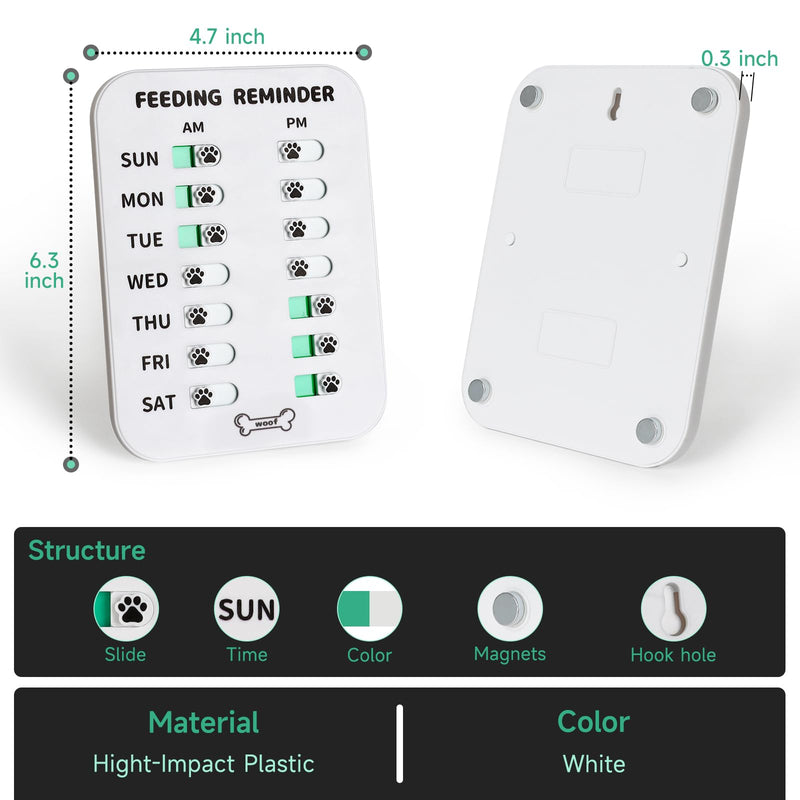 Dog Feeding Reminder, Magnetic Reminder Sticker, AM/PM Daily Indication Chart Feed Your Pets, Fridge Magnets and Double Sided Tape, Helps You to Track Pet Feeding & Medication (White) Cute Dog Bone - PawsPlanet Australia