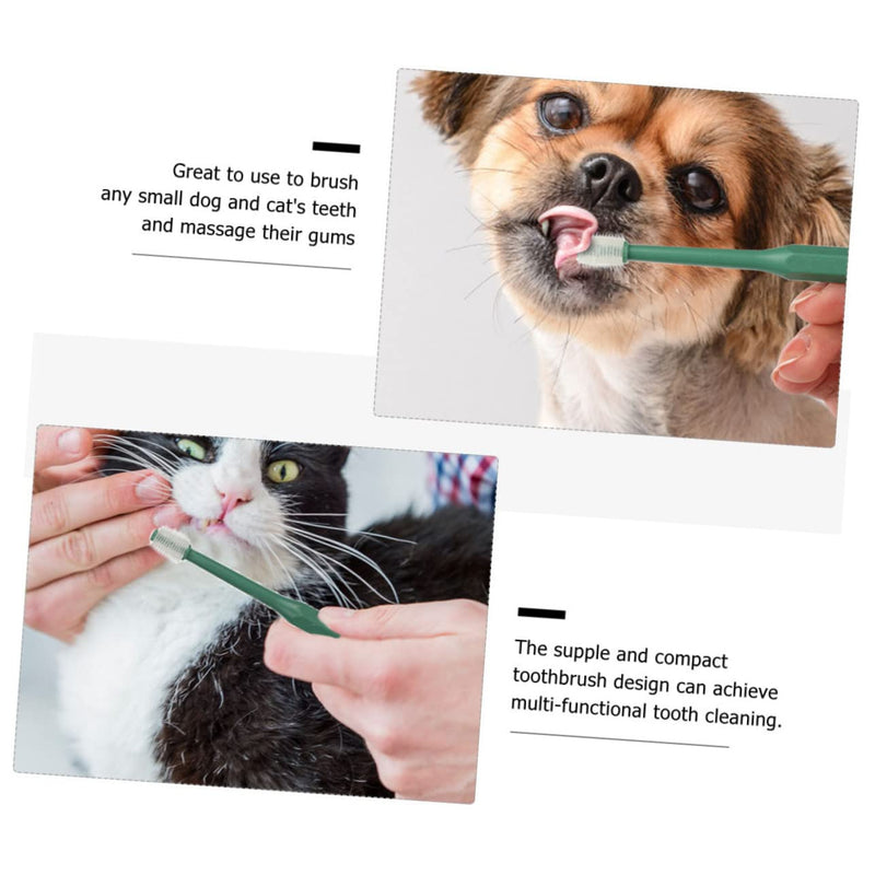 HANABASS 4-piece Pet Toothbrush Ergonomically Shaped Lightweight Plastic TPE Material Secure Grip for Cats and Dogs