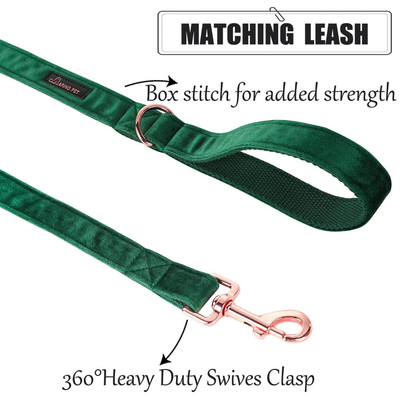 ARING PET Dog Leash, Velvet Dog Leashes Matching Collars, Handmade Strong Dark Green Christmas Leash for Small Medium Large Dogs S - PawsPlanet Australia