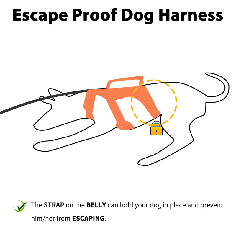 Huntboo Escape Proof Dog Harness, Escape Artist Harness, Reflective Dog Harness with Handle, Durable,Adjustable Vest for Small Medium Large Dogs Walking, Training, and Running Gear(Orange,S) Small(Pack of 1) Orange