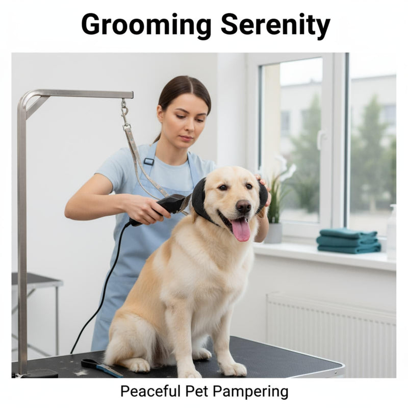 1Pc Dog Ear Protectors, Canine Shower Cap & Pet Essentials, for Bathing & Calming (Gray, Size M)