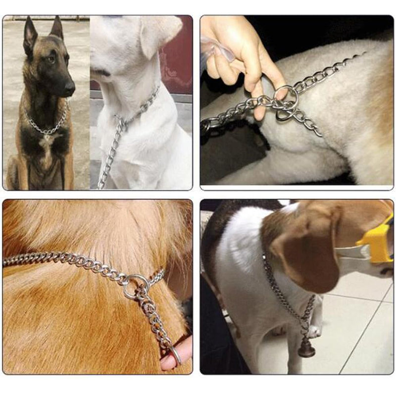 Silver Choke Chain for Dogs, 2Pack Heavy Duty Training Choker Collar for Dogs Metal Slip P Link Martingale Collars Puppy Chain for XXS XS Small Medium Large Dog, XL XL(Neck Max 22inch)D4mm 2Pack Silver - PawsPlanet Australia