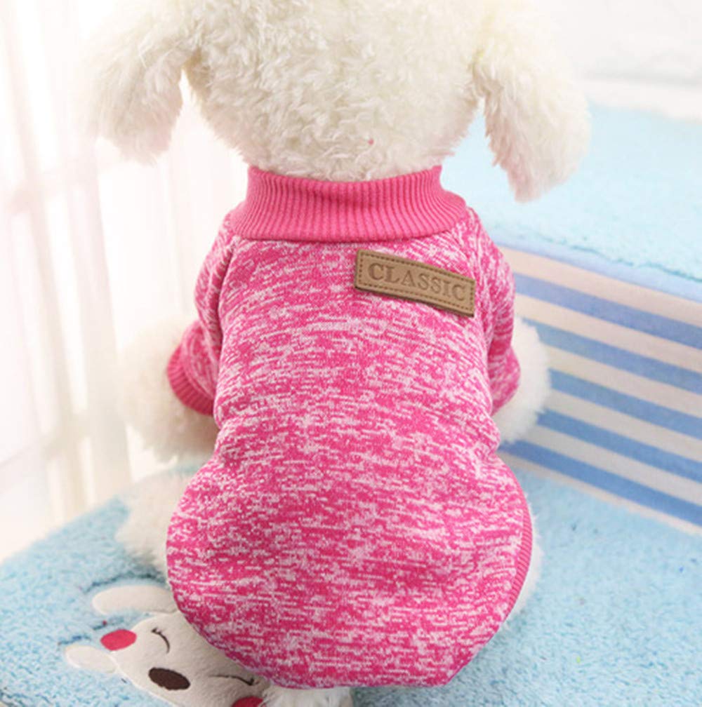 Idepet Pet Dog Classic Knitwear Sweater,Fleece Coat for Small,Medium Dog,Warm Pet Dog Cat Clothes,Soft Puppy Customes (XS, Rosered) X-Small