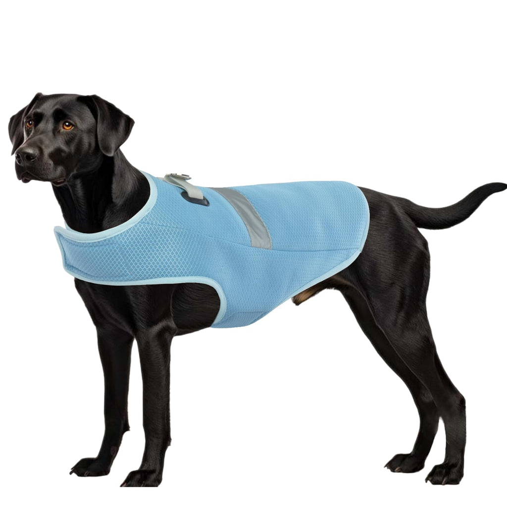 ROZKITCH Dog Cooling Vest Harness, Evaporation Cooler Jacket with Adjustable Hook and Loops for Outdoor Hunt Camp Training Reflective Design for Summer, UV Protection Dog Cooling Jacket Blue 2XL 2X-Large BlueWhite