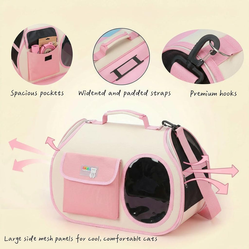 Dog Purse Carrier for Small Dogs-Pet Carrier Purse for Kitty and Puppy Soft Sided Carrier with Breathable Mesh Lightweight Pet Carrier Sling for Outing Travel Vet-Pale Pink Pale Pink One Size